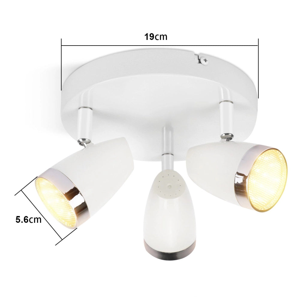 ZMH Faretto da soffitto a 3 luci da 12W orientabile a 350° Lampada da soffitto Soggiorno