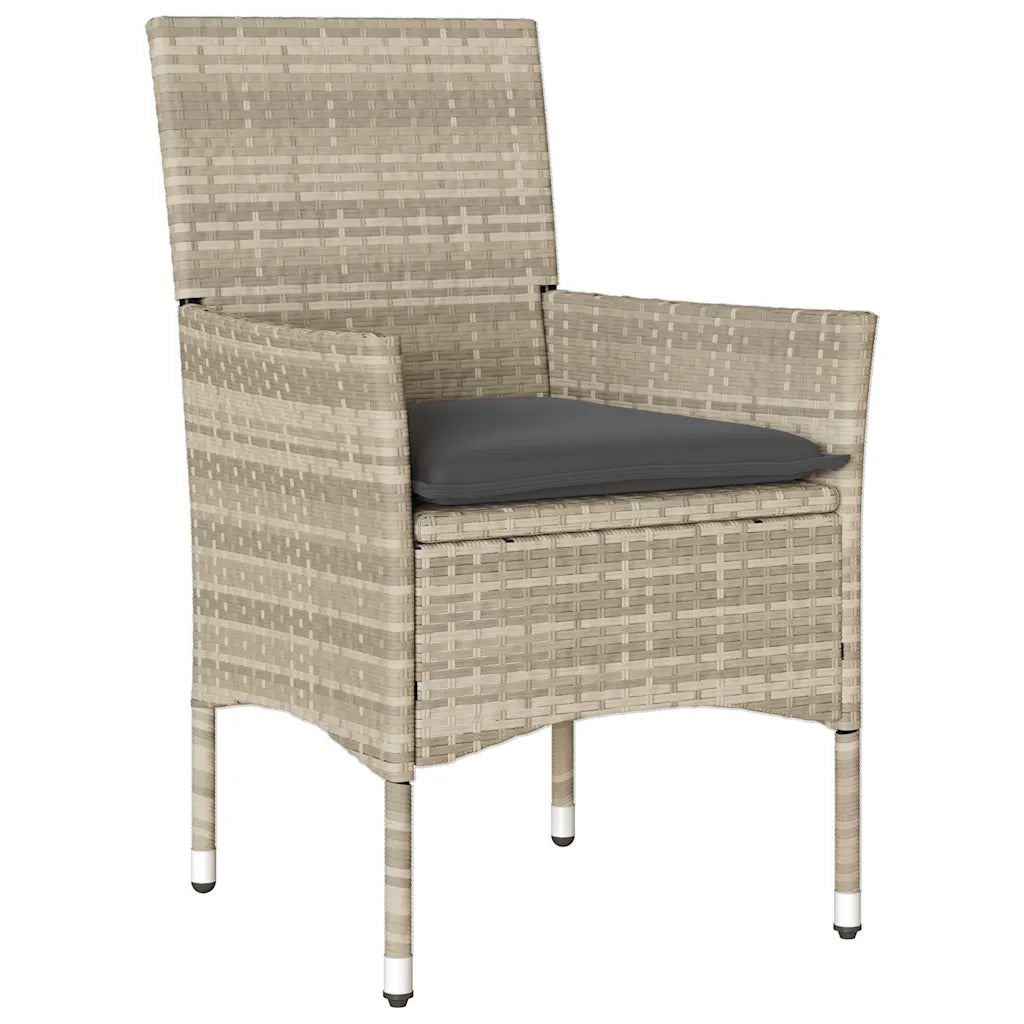 Set Pranzo da Giardino 5pz con Cuscini Polyrattan e Vetro 3278574