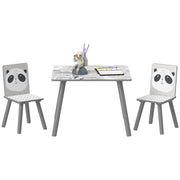 Set Tavolo e 2 Sedie per Bambini ¨C Xylo ¨C Grigio e Bianco con Panda