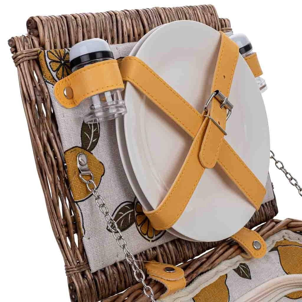 Cestino da picnic per 2 persone, marrone, 40x28x20/25/38h cm
