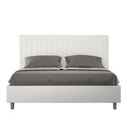 BS COM Letto matrimoniale con rete imbottito 160x210 similpelle bianco