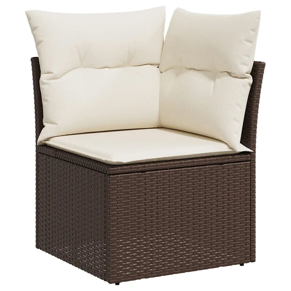 Set Divani da Giardino 10pz con Cuscini in Polyrattan Marrone 3223072