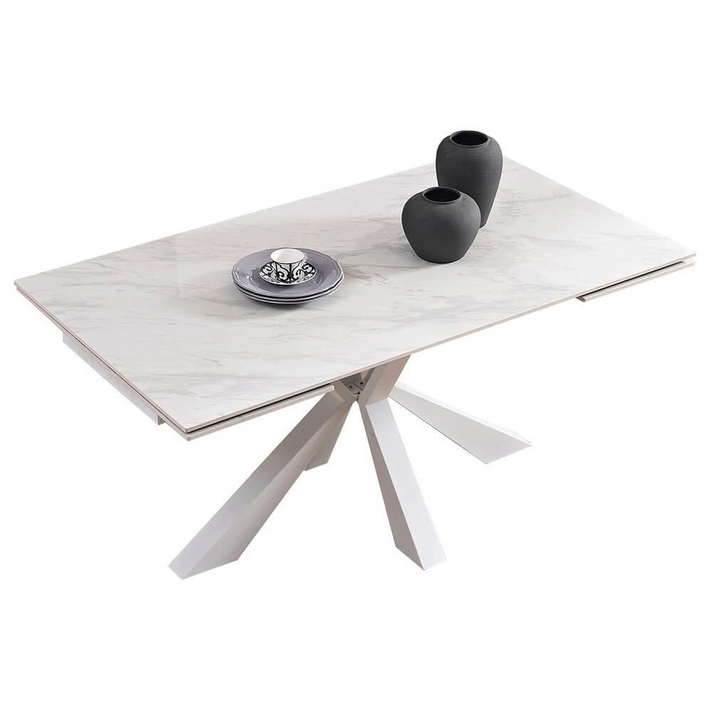 Tavolo da pranzo allungabile in gres e acciaio 160/240 - MAREON