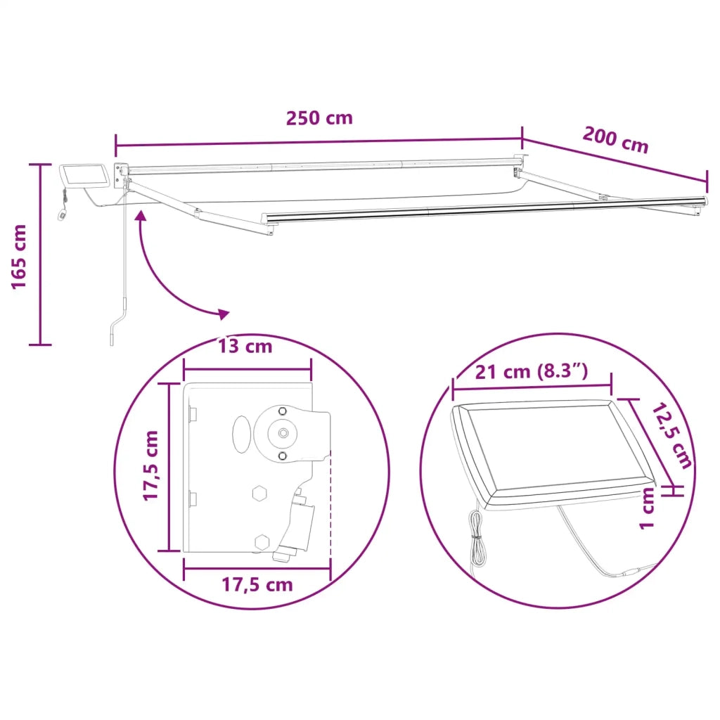 Tenda retrattile manuale con LED Sabbia 3425560