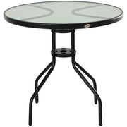 Tavolo da giardino ¨C Minimal ¨C Nero, metallo, vetro temperato, ?80x72 cm