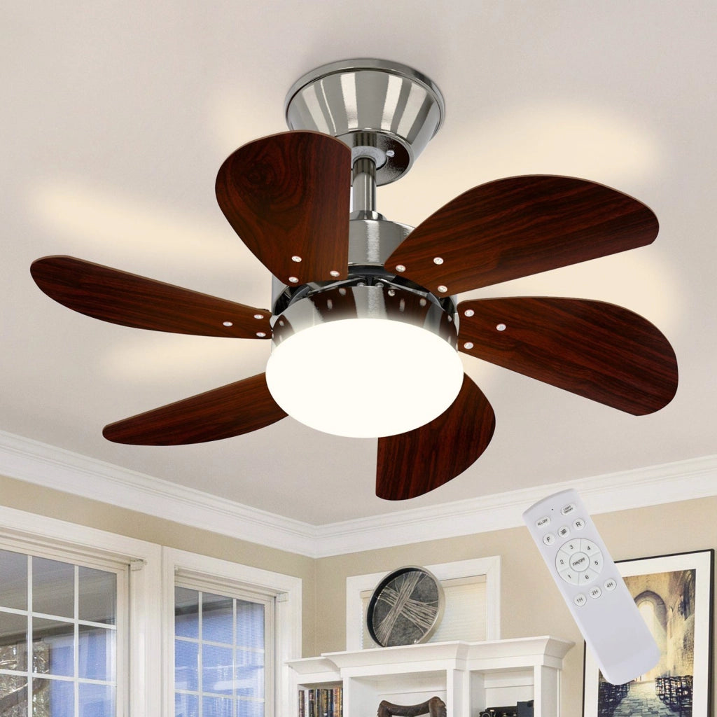ZMH Ventilatore a Soffitto con Luce e Telecomando 6 Pale 75cm Silenzioso Timer per Camera da Letto Senza Lampadina