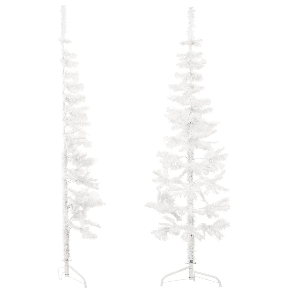 Albero Natale Artificiale Sottile a Metà Supporto Bianco 150 cm 344565