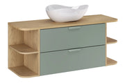 Set mobili bagno 120 cm con piano e lavabo da appoggio Cloud Aster Green 120 cm