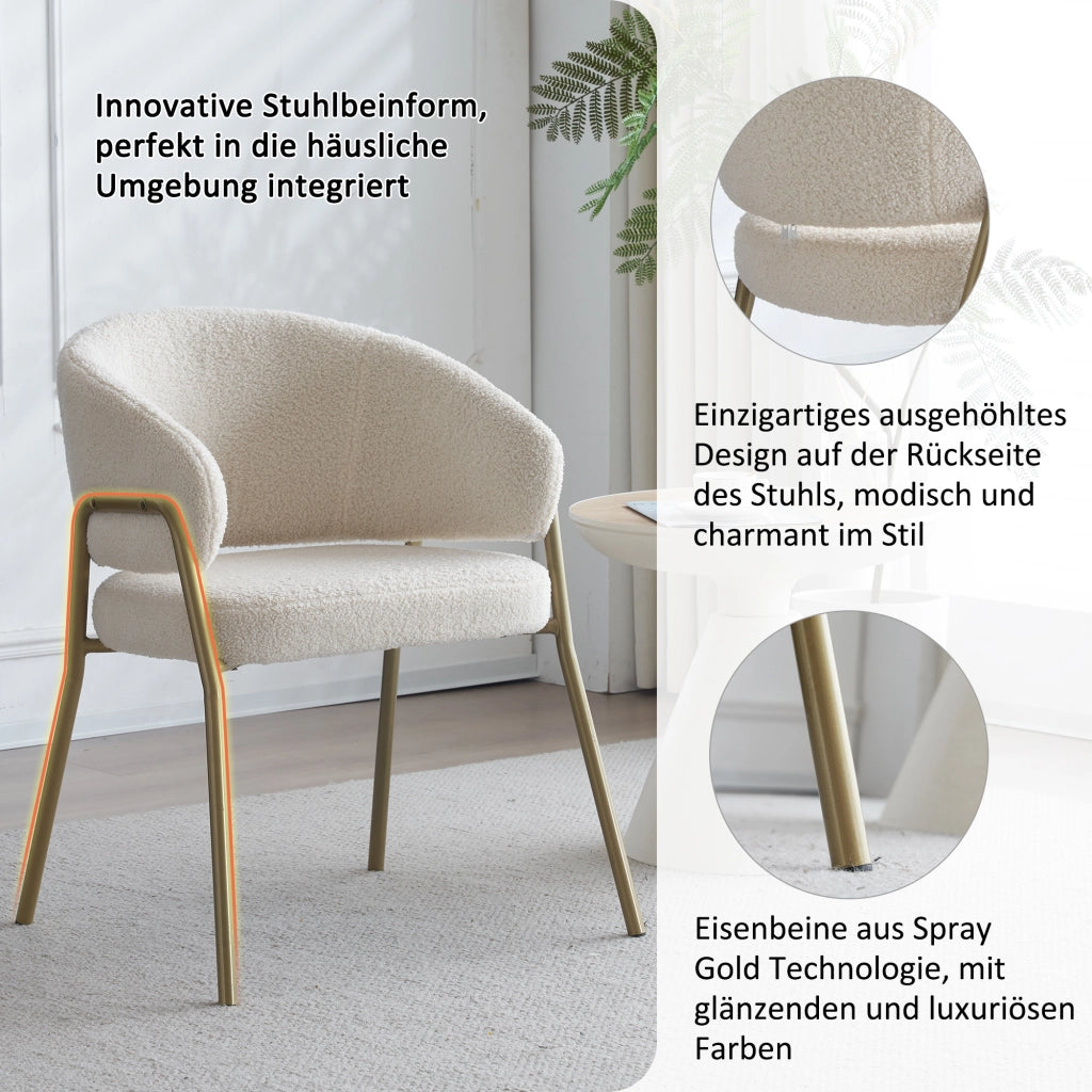 Sedia da Pranzo in Velluto Bianco con Gambe Oro ¨C MINIMAL ¨C Set 4 Pezzi