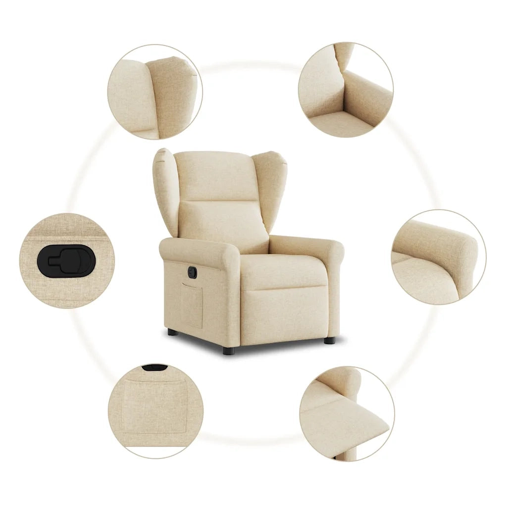 Poltrona | Sedia Relax Reclinabile in Tessuto Crema