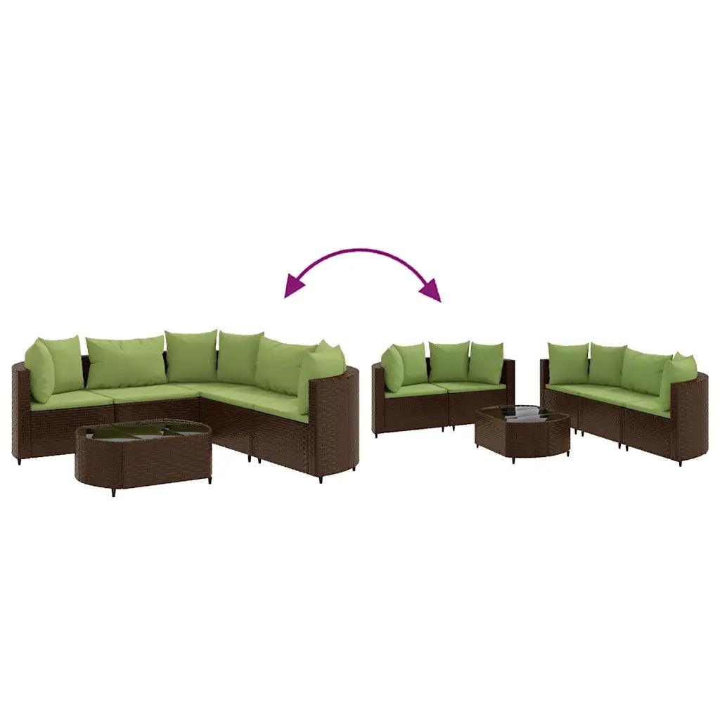 Set Divano da Giardino 6 pz con Cuscini Marrone in Polyrattan 3308398