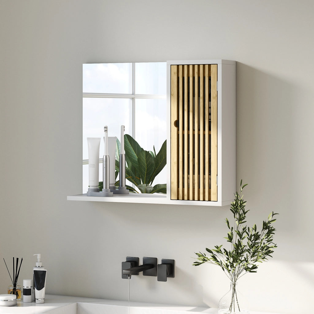 Armadietto da Bagno con Specchio e Ripiani ¨C Minimal ¨C Bianco 60x30x