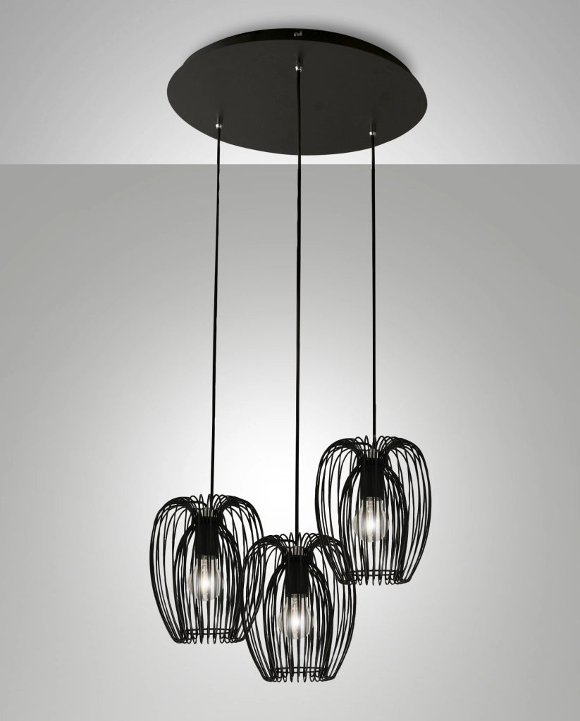 Camp Lampada a Sospensione in Metallo Colore Nero Ø500mm, Design Moderno e Struttura Elegante per Illuminazione Interni Classe 1 IP20