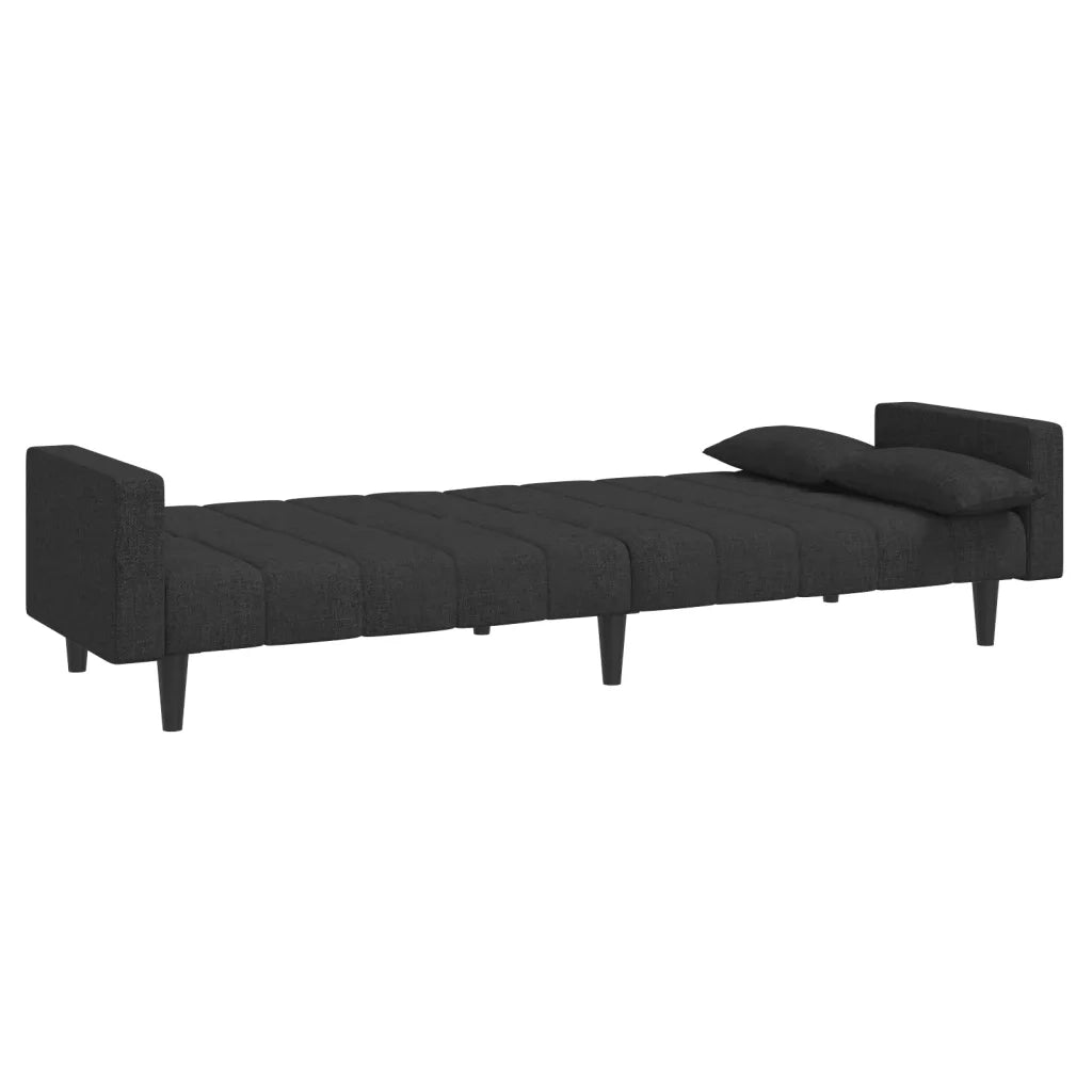 Divano Letto a 2 Posti con 2 Cuscini-Sofa Letto 2 Posti-Daybed Nero in Tessuto 304871