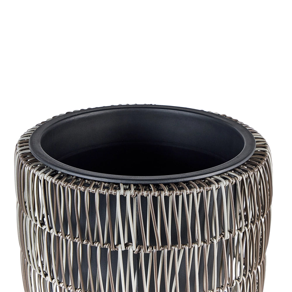Set di 2 vasi in finto rattan con inserto marrone per interni ed esterni