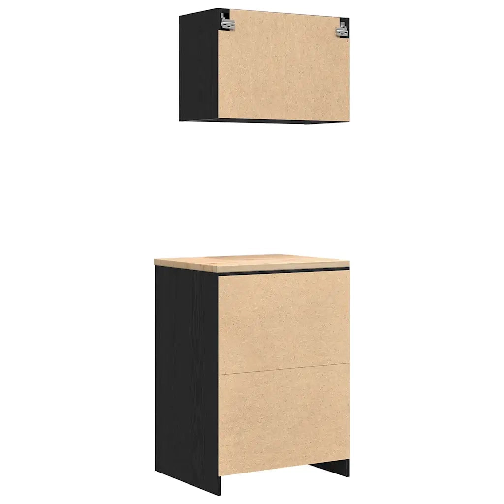 Armadi da Garage 2 pz Neri in Legno Multistrato 3328306