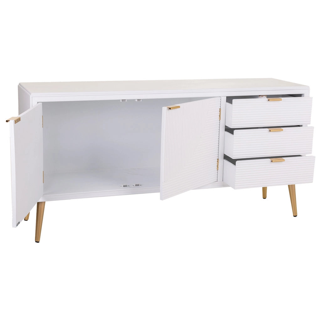 Credenza in legno bianco 145x42x71,5h