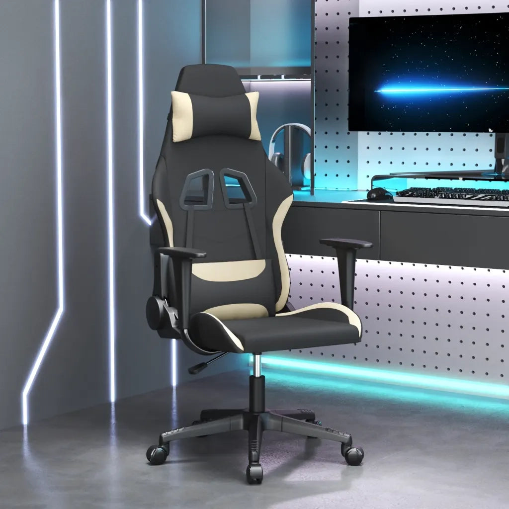 Sedia da Gaming Nero e Crema in Tessuto 3143733