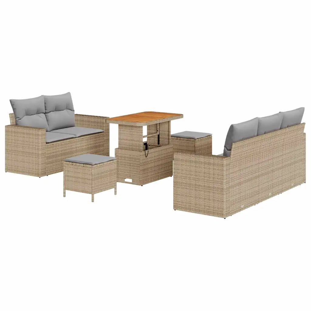 Set Divano da Giardino 8 pcs Beige e Grigio Chiaro polyrattan 3363512