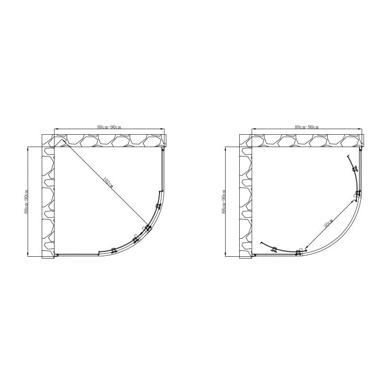 Box Doccia Semicircolare 88-90/88-90x190h 6mm Cromato - Imperia