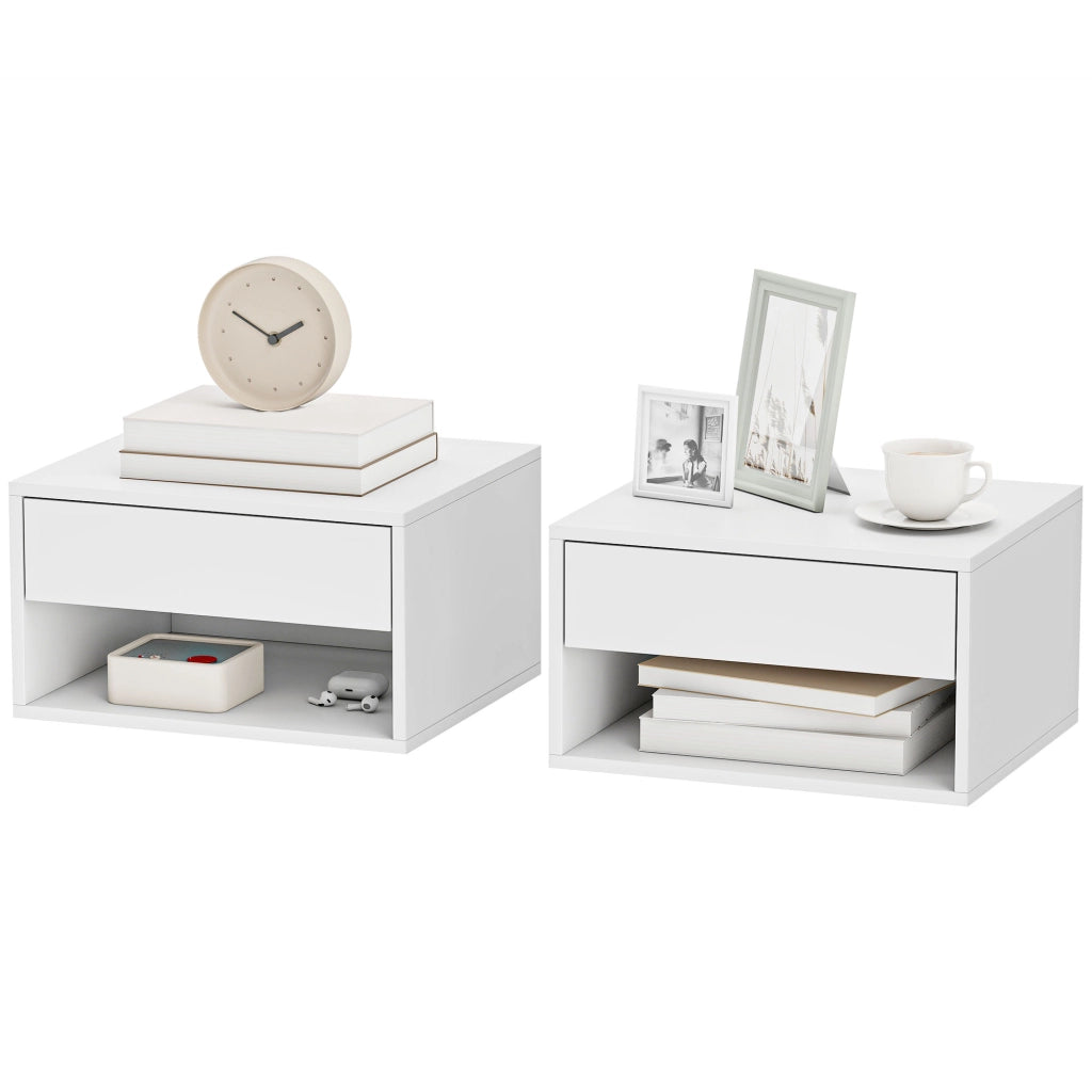 Comodino a muro ¨C zephmum ¨C bianco 37x32x21