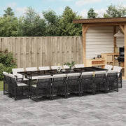 Set da Pranzo da Giardino 17 pz con Cuscini Nero in Polyrattan 3210882