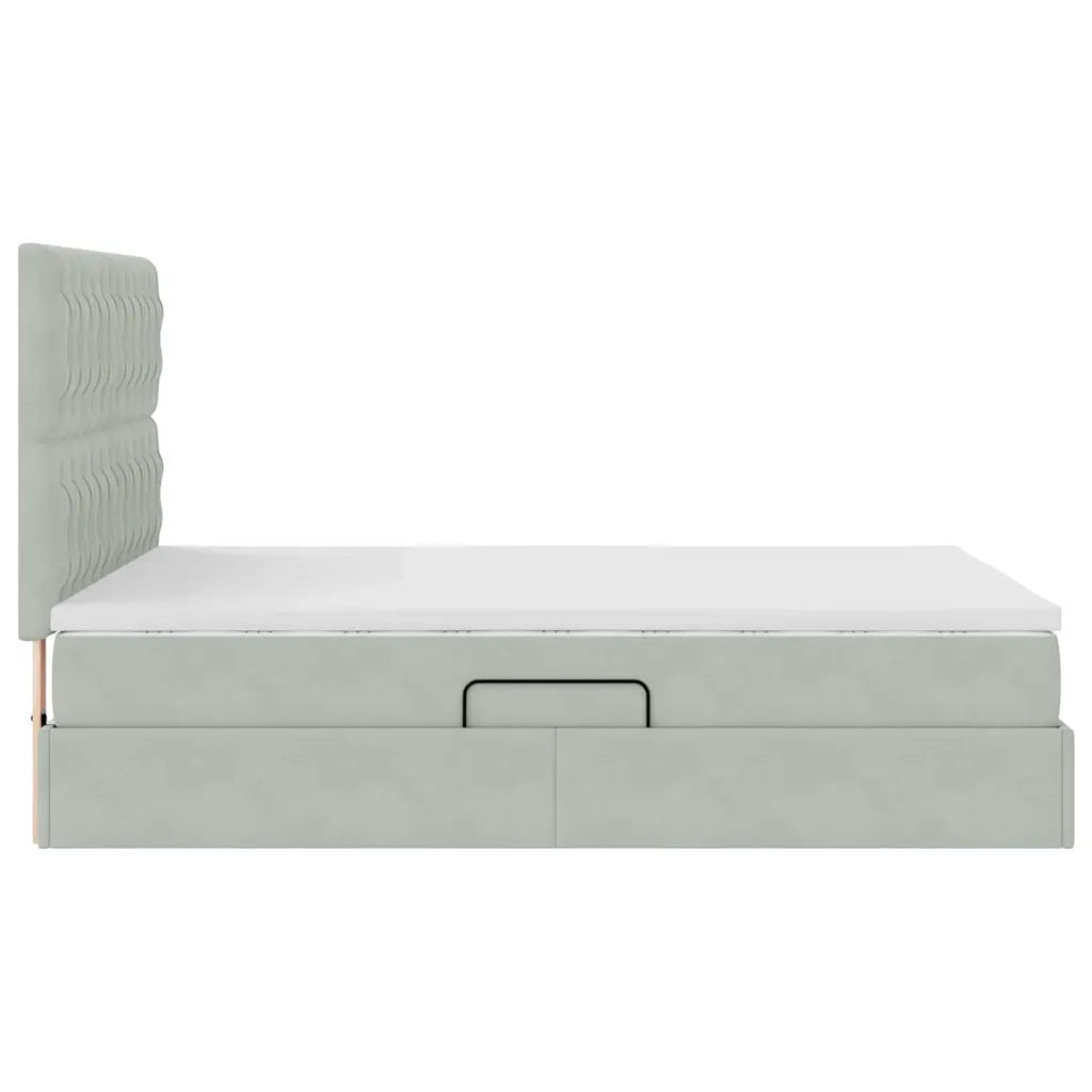 Letto con contenitore e materasso Grigio chiaro 140 x 190 cm 3372087