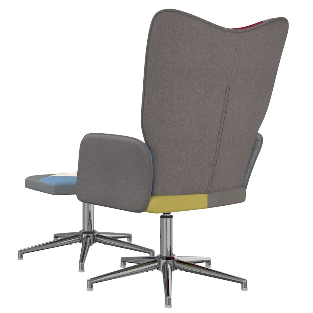 Sedia Relax con Sgabello in Tessuto Patchwork 328190