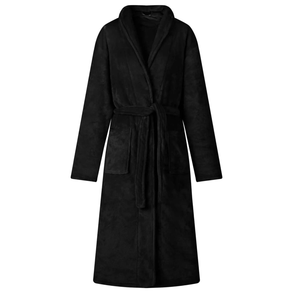 Accappatoio senza Cappuccio Nero l Flanella 42017293