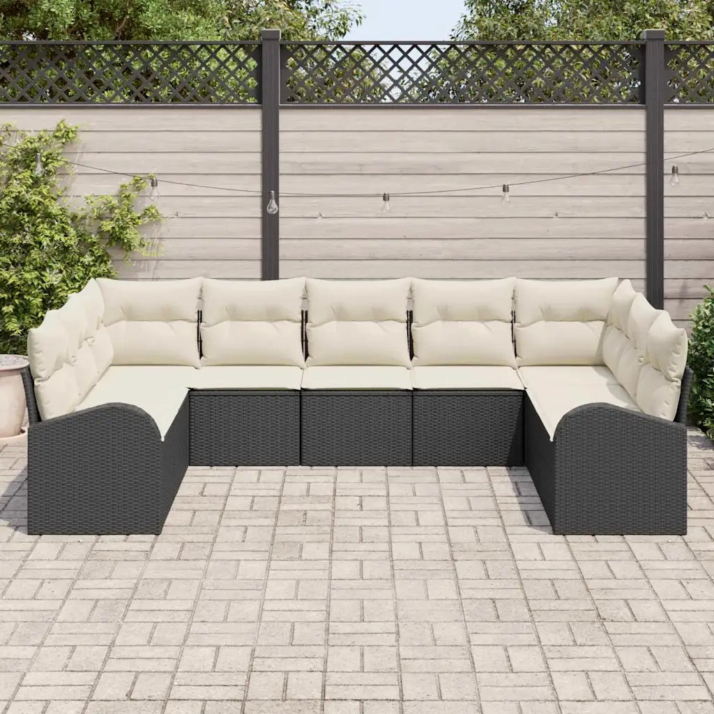 Set di divani con cuscino 9 pcs Nero Rattan in Polipropilene 3346197