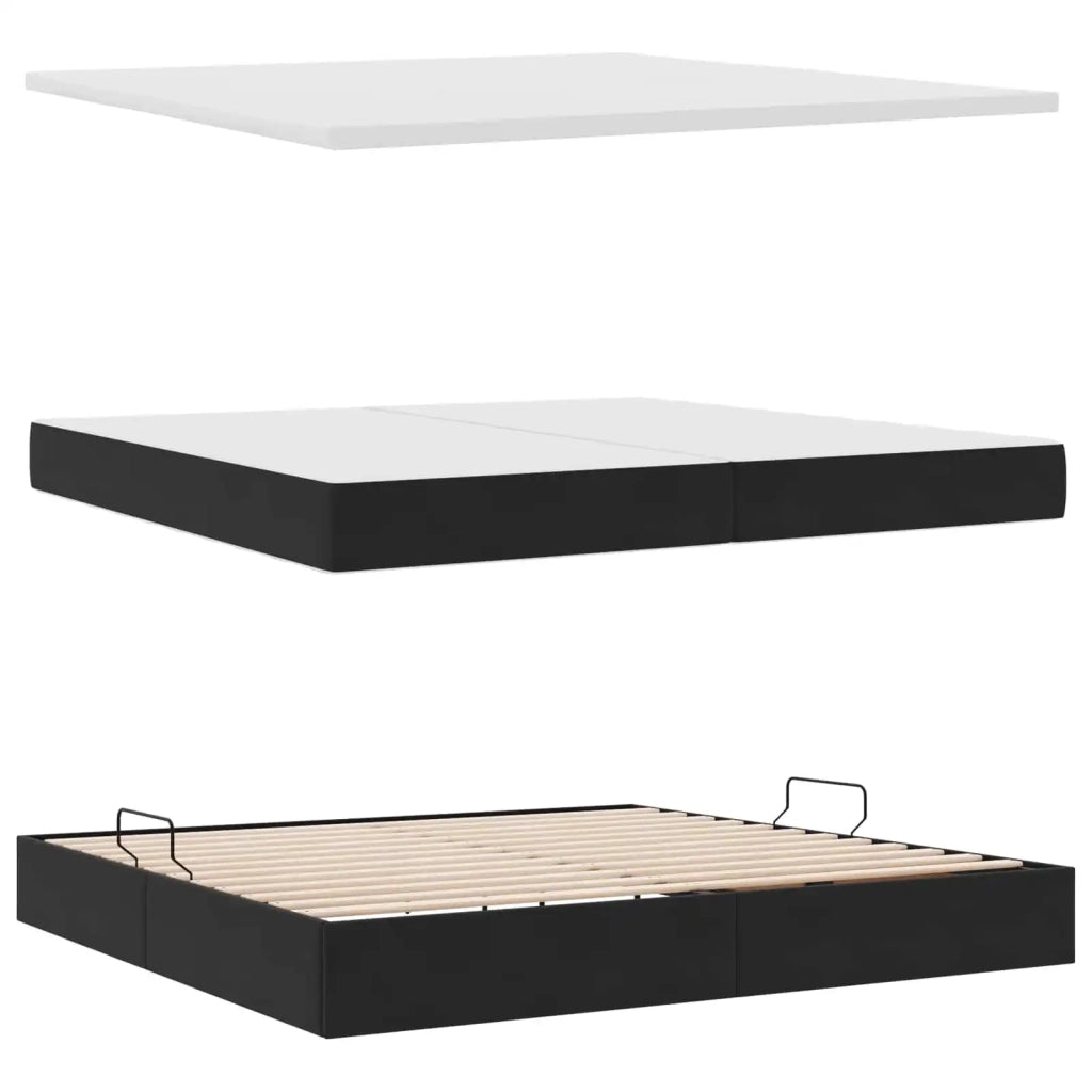 Letto con Contenitore con materasso Nero 200 x 200 cm Velluto