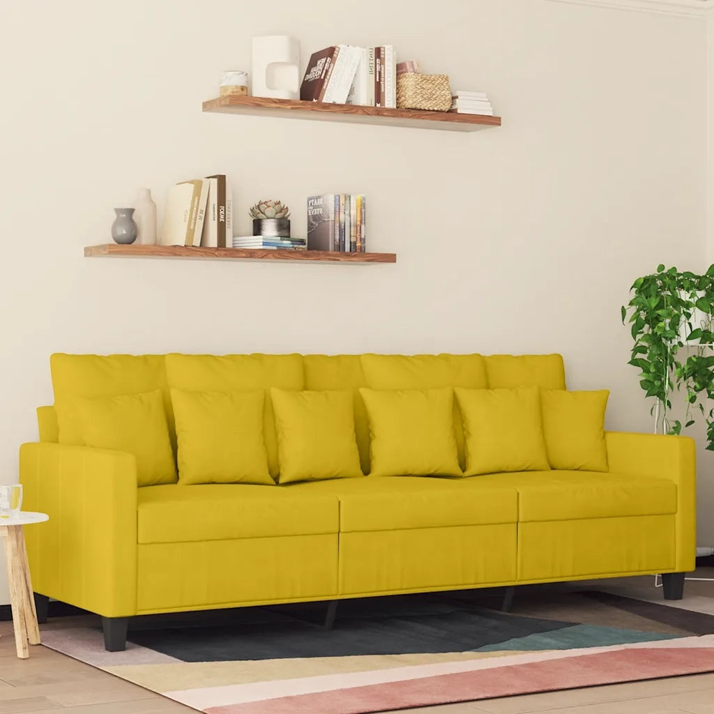 Divano a 3 Posti-Sofa 3 Posti Giallo 180 cm in Velluto 737855