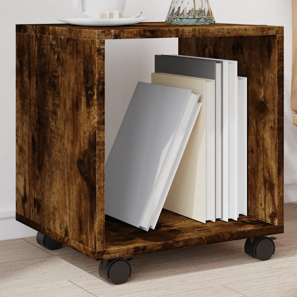 Mobiletto con Ruote Rovere Fumo 37x33x42,5 cm in Truciolato 853132