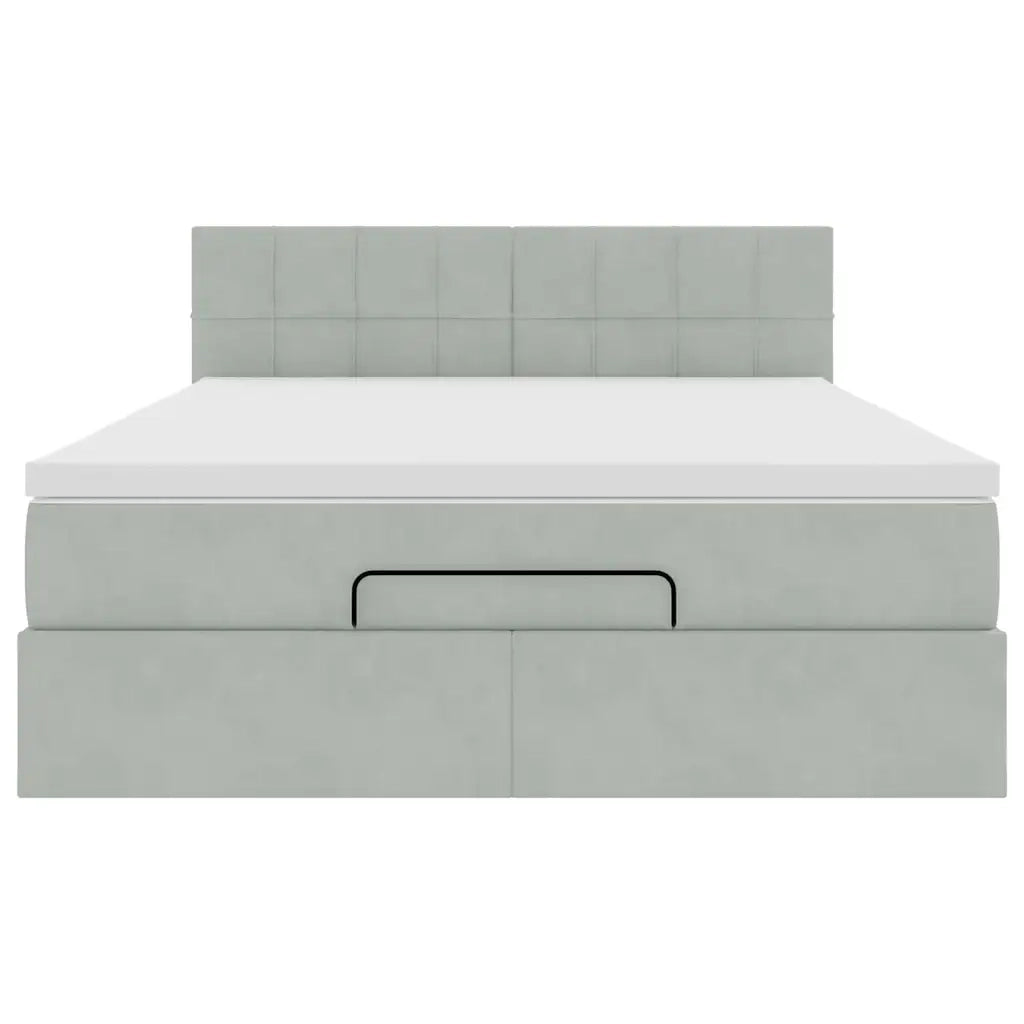 Struttura Letto Pouf con Materasso 140x200 cm in Velluto 3312626