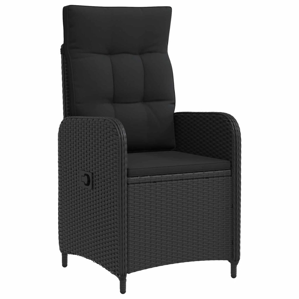 Sedia da Giardino | Sedie da Esterno reclinabile Nero polyrattan