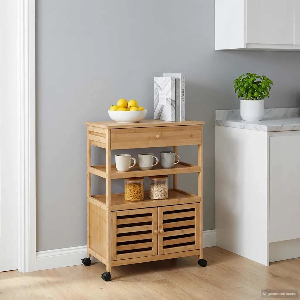 Carrello da Cucina con Ruote Naturale 59,5 x 36 x 82 cm Bamb¨´ CFW8996627