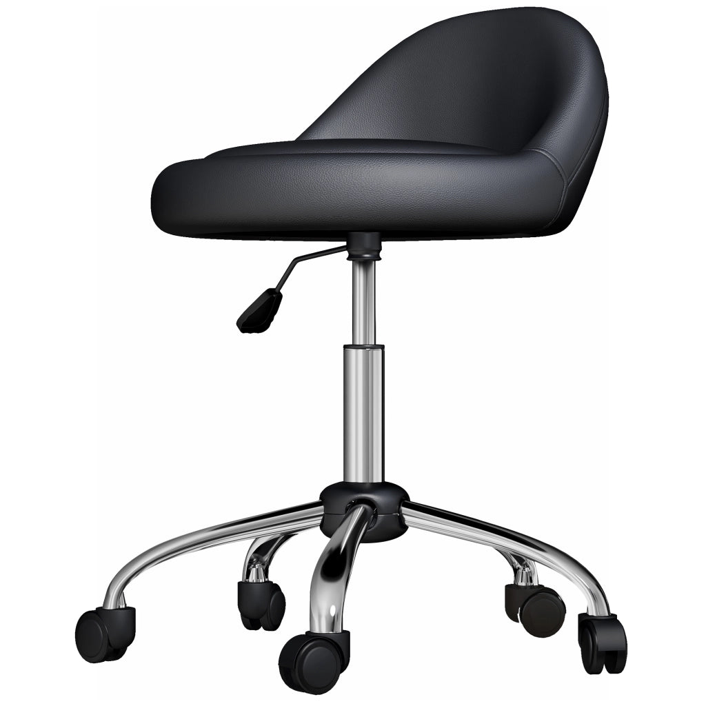 Sgabello da lavoro girevole con rotelle ¨C zephmum ¨C nero altezza regolabile 53-73 cm