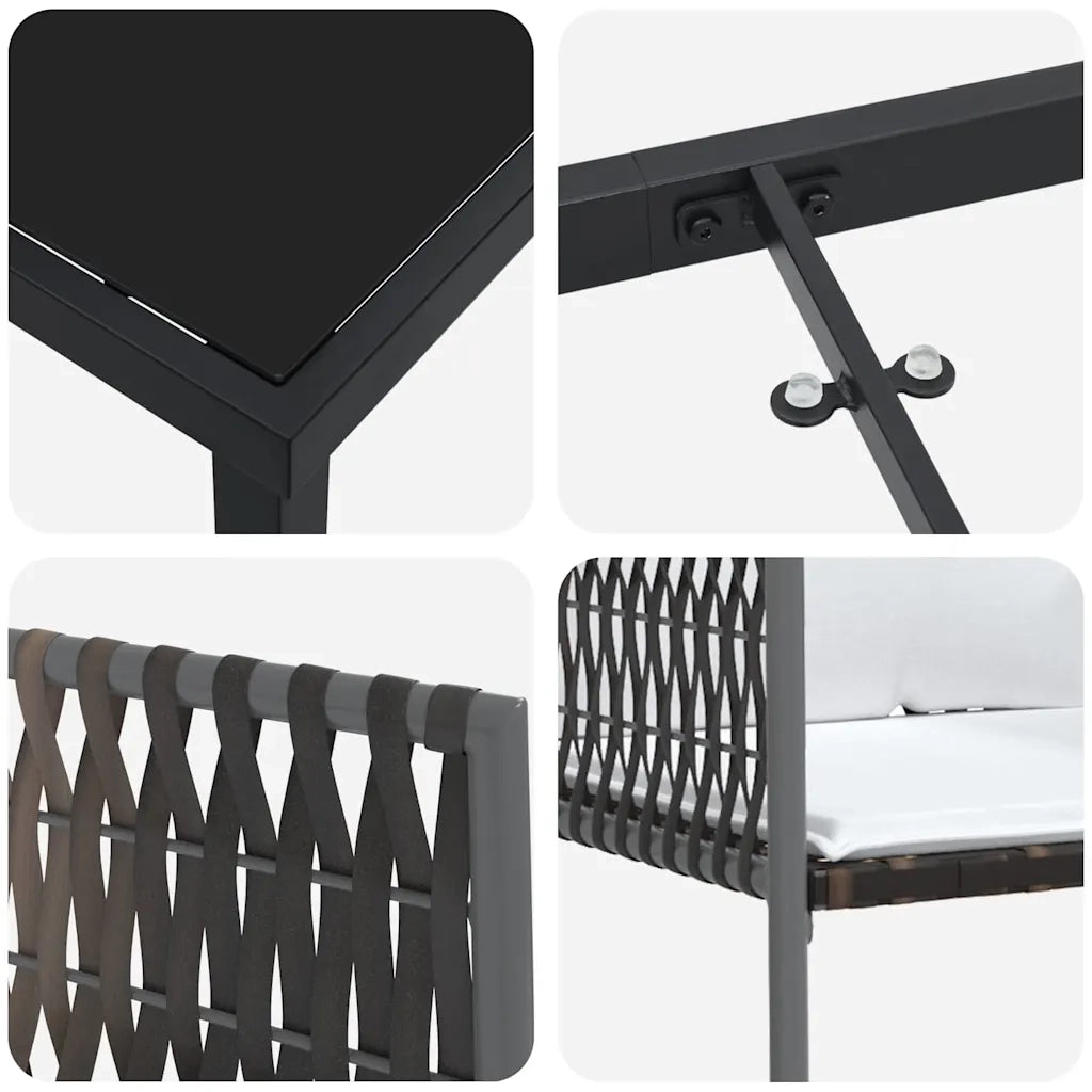 Set da Pranzo per Giardino 9 pcs Marrone e Nero Rattan in PE 3379099