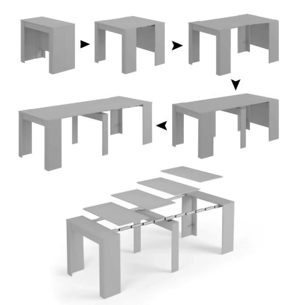 Abicitren, Consolle Allungabile 10 Posti, 90x51x78h cm Grigio Cemento