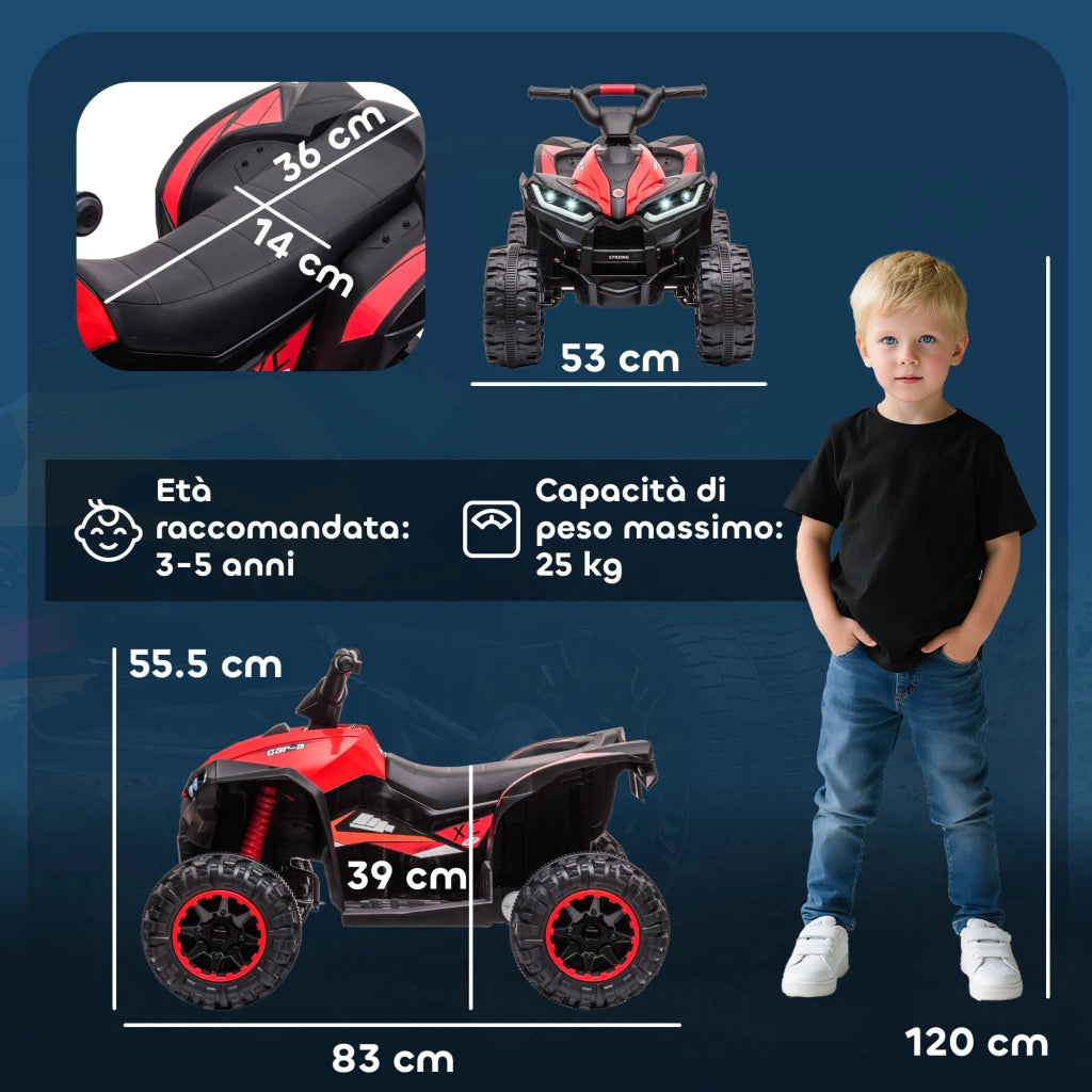 Quad Elettrico Bambini ¨C Zephmum ¨C Rosso con Fari LED