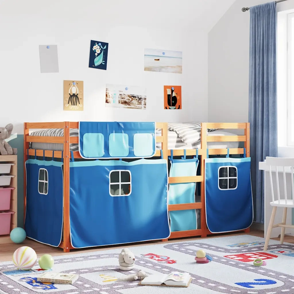 Letto singolo | Letto per adulti | Letto a Castello senza Materasso Blu 80x200 cm Massello Pino