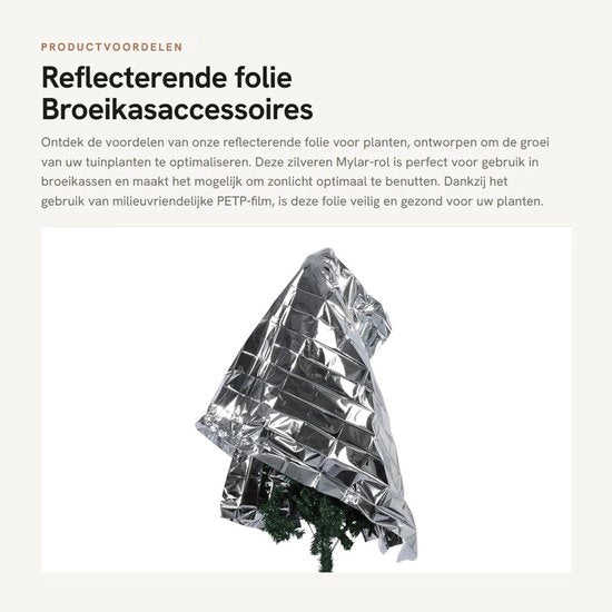 Foglia Riflettente a Rullo - Mylar Argento - Accessori per Serre - Ambientalmente Piatto - Film PETP - Incrementa la Crescita Vegetale - Folia di Cultivo