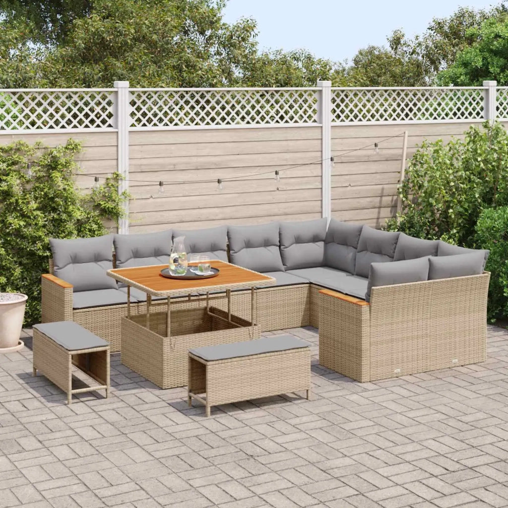 Set Divano da Giardino 12 pcs Beige polyrattan 3362947