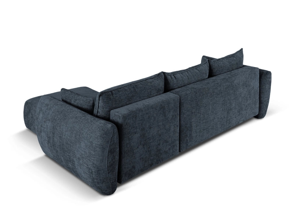 Cosmopolitan Design - Divano convertibile angolare destro con contenitore "Matera" 4 posti in ciniglia blu reale 