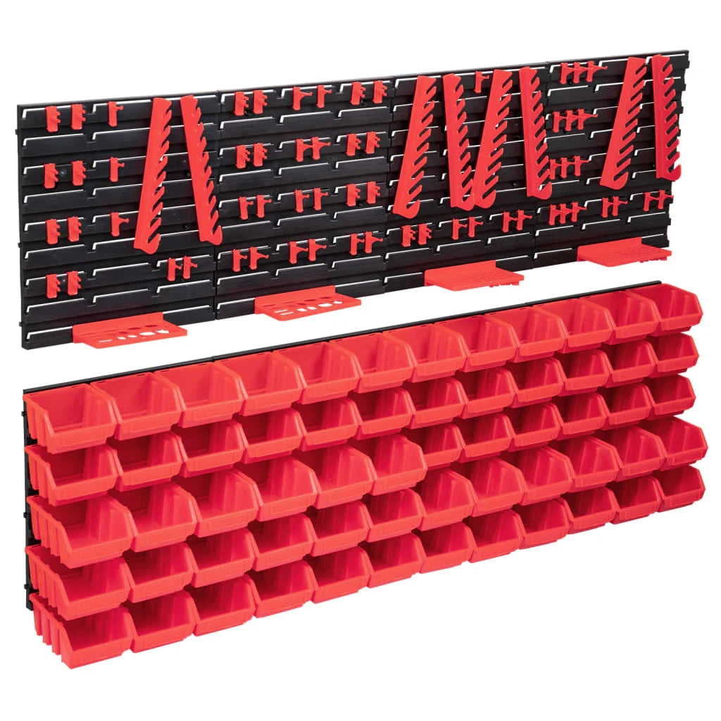 Kit contenitore portaoggetti e pannello da parete da 136 pezzi rosso e nero 02_0003845