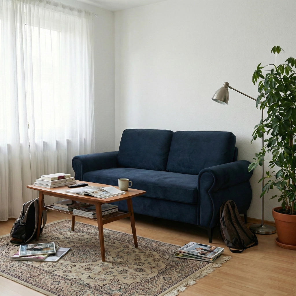 Divano 2 Posti Compatto ¨C MINIMAL ¨C Tessuto Nero
