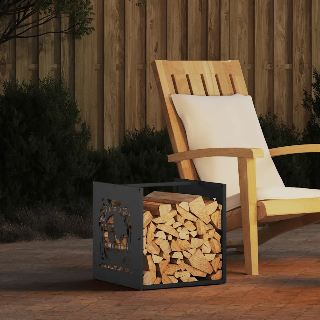 Rastrelliera per Legna da Ardere Nera 40x40x40 cm CFW8603078