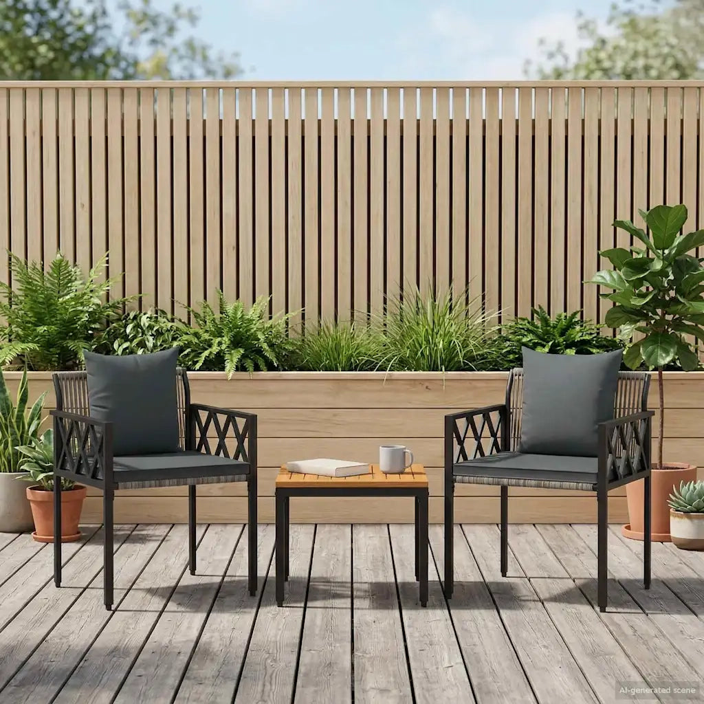 Set Mobili da Esterno 3 pcs Grigio e Grigio Scuro polyrattan 42025348