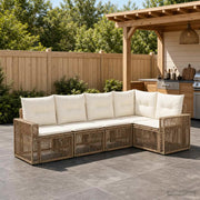 Set Divano da Giardino 5 pz Beige e Bianco Crema polyrattan 3435123
