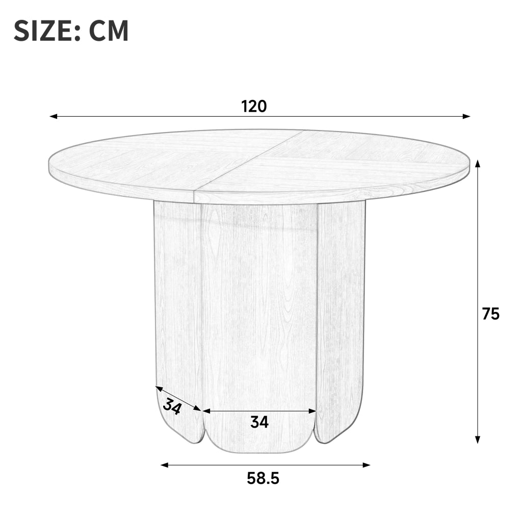 TAVOLO ROTONDO DA PRANZO 120 cm MDF Rovere per 4-6 persone